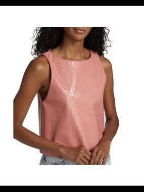 NEW $265 Alice+ Olivia Pink Amal Vegan Croc-Embossed Corp Top Size 6